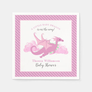 Pink Whimsical Girl Dragon Baby Shower Napkin