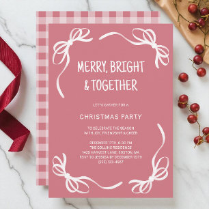 Pink Whimsical Hand Drawn Friends Christmas Party Invitation