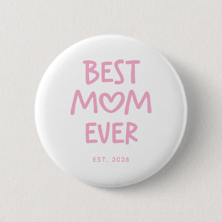Pink Whimsical Heart Best Mum Ever 6 Cm Round Badge