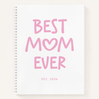 Pink Whimsical Heart Best Mum Ever Notebook
