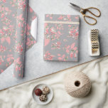 Pink Whimsical Leaves Grey Wedding Wrapping Paper<br><div class="desc">Whimsical pink polka dot leaves on a grey coloured background is the perfect wedding gift wrap your bride will love</div>