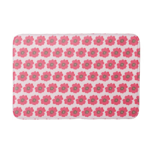 Pink Whimsical Posies Floral Flower Bath Mat
