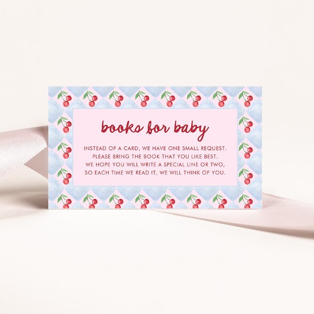 Pink Whimsical Retro Cherries | Books for Baby Enclosure Card (Creator Uploaded)