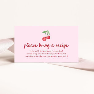 Pink Whimsical Retro Cherries   Recipe Request Enclosure Card