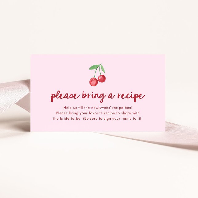 Pink Whimsical Retro Cherries | Recipe Request Enclosure Card (Creator Uploaded)