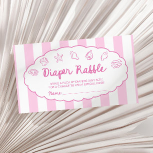 Pink Whimsical Seashell Baby Shower Diaper Raffle  Enclosure Card