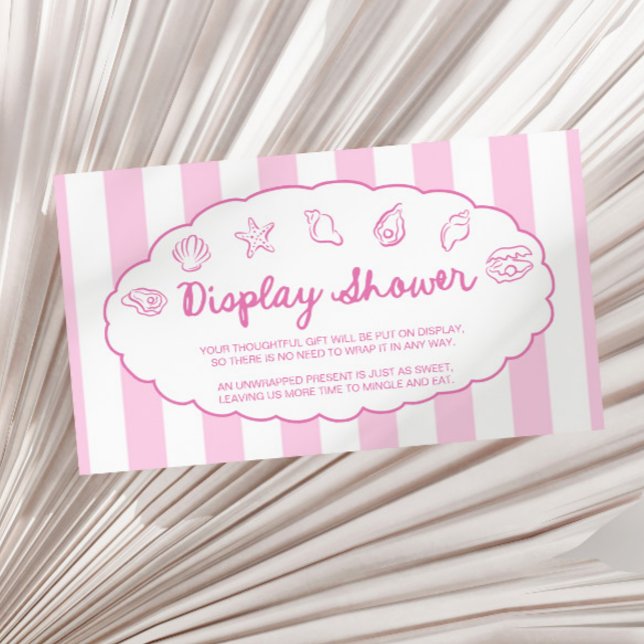 Pink Whimsical Seashell Baby Shower Display Shower Enclosure Card (Creator Uploaded)