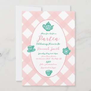 Pink Whimsical Tea Party Baby Shower Invitation