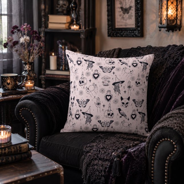 Pink Whimsigoth Witchy Pattern Cushion (Creator Uploaded)