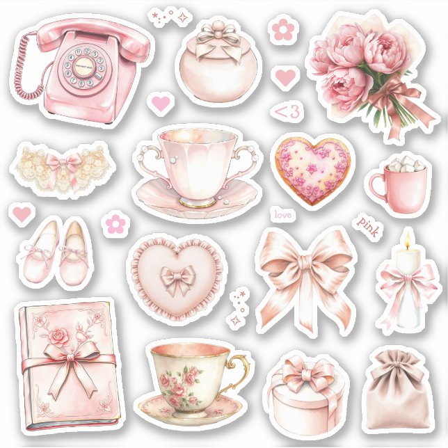  Pink Whimsy Sticker Sheet (Front)