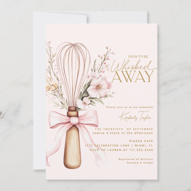 Pink Whisked Away Wildflowers Bridal Shower Invitation (Front)