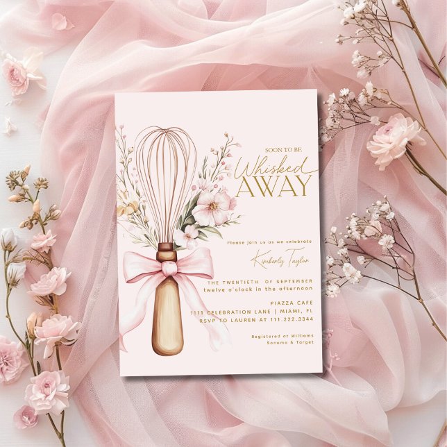 Pink Whisked Away Wildflowers Bridal Shower Invitation (Creator Uploaded)