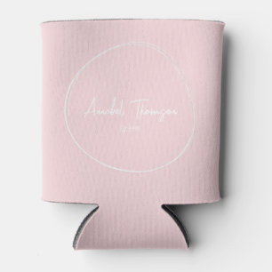 Pink Whisper with Name in Drawn Circle Can Cooler