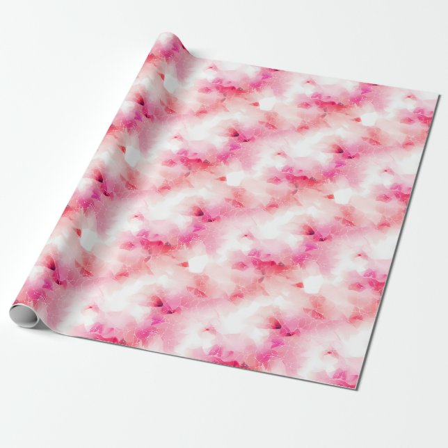 Pink & White Abstract and Lines Wrapping Paper (Unrolled)