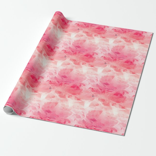 Pink & White Abstract Wrapping Paper (Unrolled)