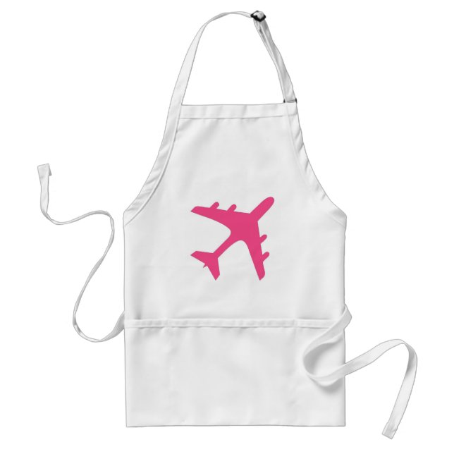 Pink white aeroplane design standard apron (Front)