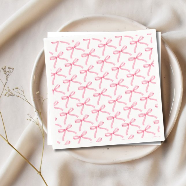 Pink & White Aesthetic Soft Pink Bow Paper Napkins (Pink & White Aesthetic Soft Pink Bow Paper Napkins)