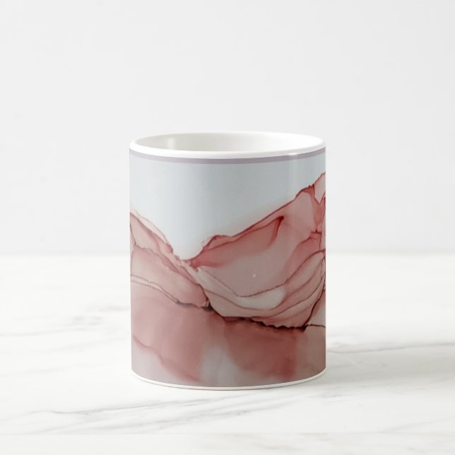 Pink White Alcohol Ink Mountain Dunes Adventure Coffee Mug (Center)