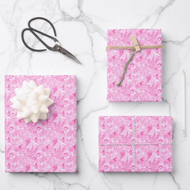 Pink & White Alcohol Ink  Wrapping Paper Sheet (Front)