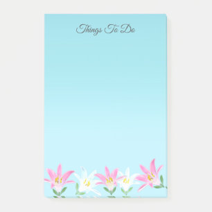 Pink & White Amaryllis on Sky Blue Things To Do Post-it Notes