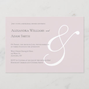 Pink white ampersand rehearsal dinner invitations