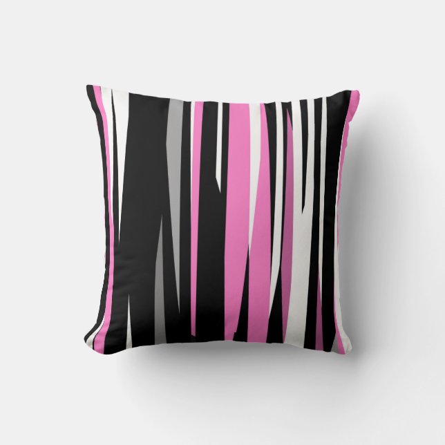 pink white and black abstract  cushion (Front)