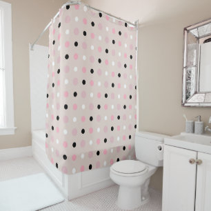Pink, white and black Dots Shower Curtain
