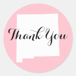 Pink White and Black New Mexico Wedding Thank You Classic Round Sticker