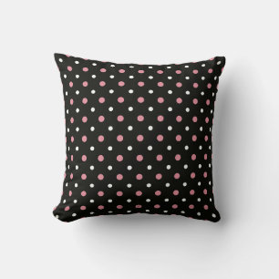 Pink white and black polka dots cushion