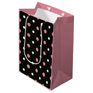 Pink white and black polka dots   medium gift bag