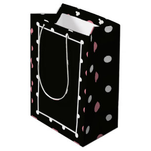 Pink white and black polka dots medium gift bag