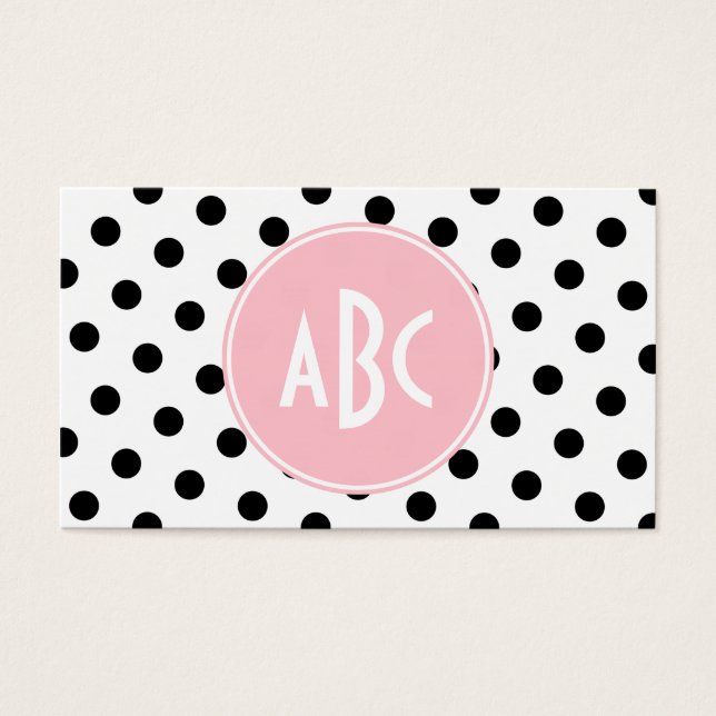 Pink White and Black Polka Dots Monogram (Front)