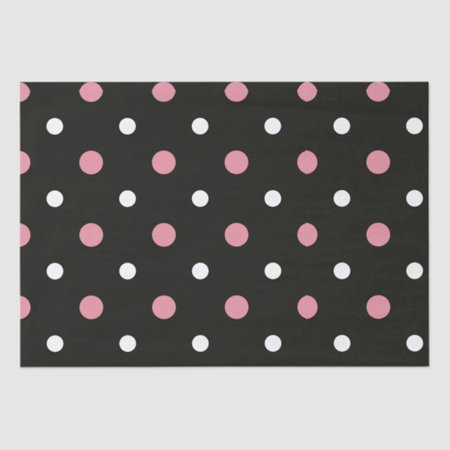 Pink white and black polka dots   tissue paper (Front)