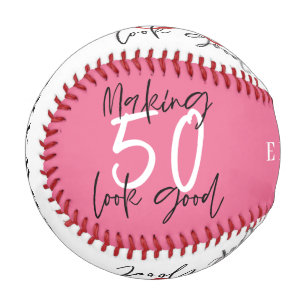 Pink, white and blue 50th birthday modern chic