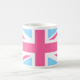 Pink White and Blue Union Jack UK Flag Coffee Mug