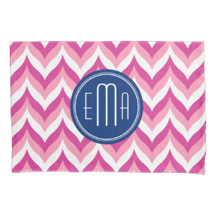 Pink White And Blue Zigzag Chevron Pattern Pillowcase