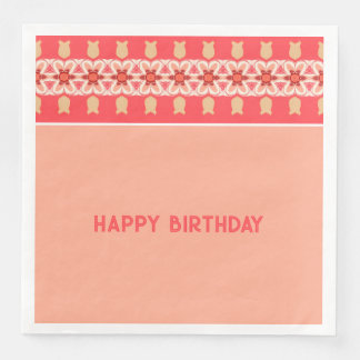 Pink White And Coral Flower Pattern Napkin