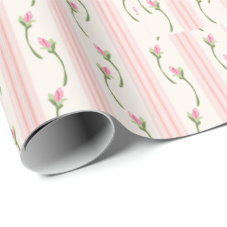 Pink White and Cream Shabby Chic Floral Wrapping Paper