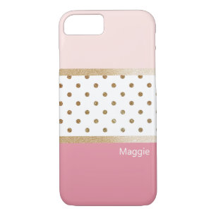 Pink White and Gold Modern Stripe iPhone 8/7 Case
