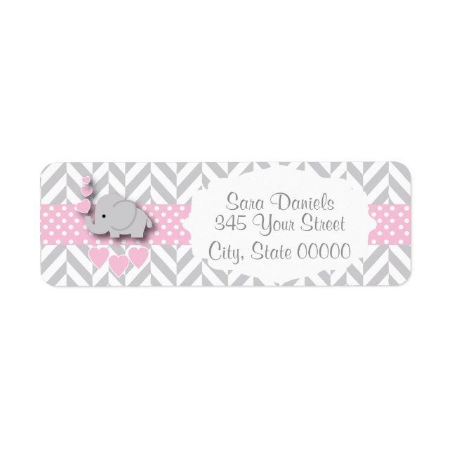 Pink, White and Gray Elephant Baby Shower (Front)