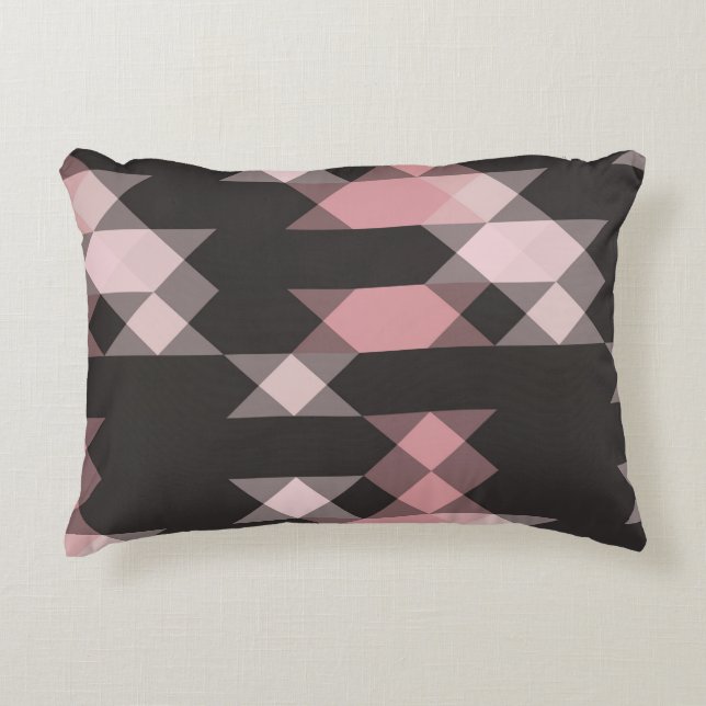 pink white and gray geometric decorative cushion (Front)
