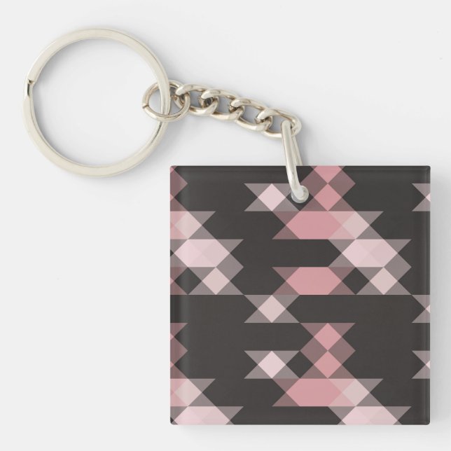 pink white and gray geometric key ring (Front)