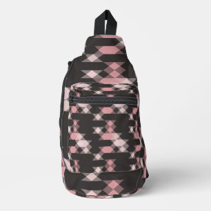 pink white and gray geometric sling bag