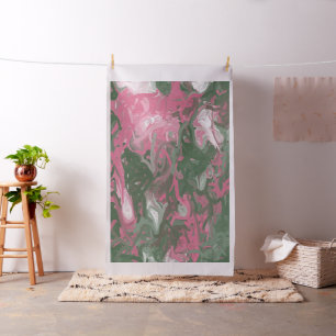 Pink, White and Green Abstract  Fabric