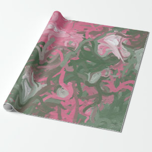 Pink, White and Green Abstract Wrapping Paper
