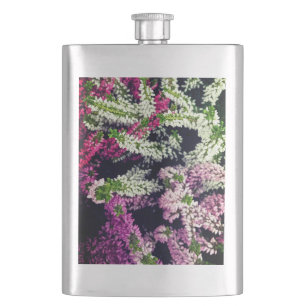 Pink , white and purple flowers hip flask