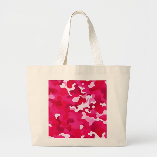 Pink, white and red camouflage large tote bag (Front)
