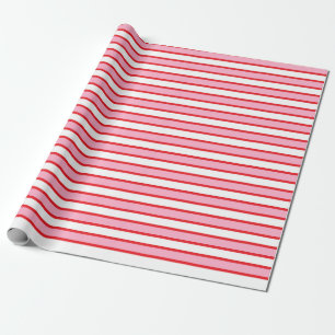 Pink, White and Red Stripes Wrapping Paper