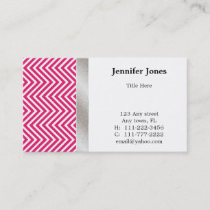 Pink, White, and Silver Chevron Business Card