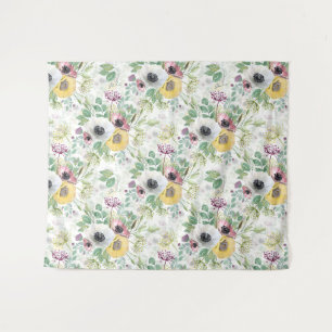 Pink, white and yellow anemones. tapestry